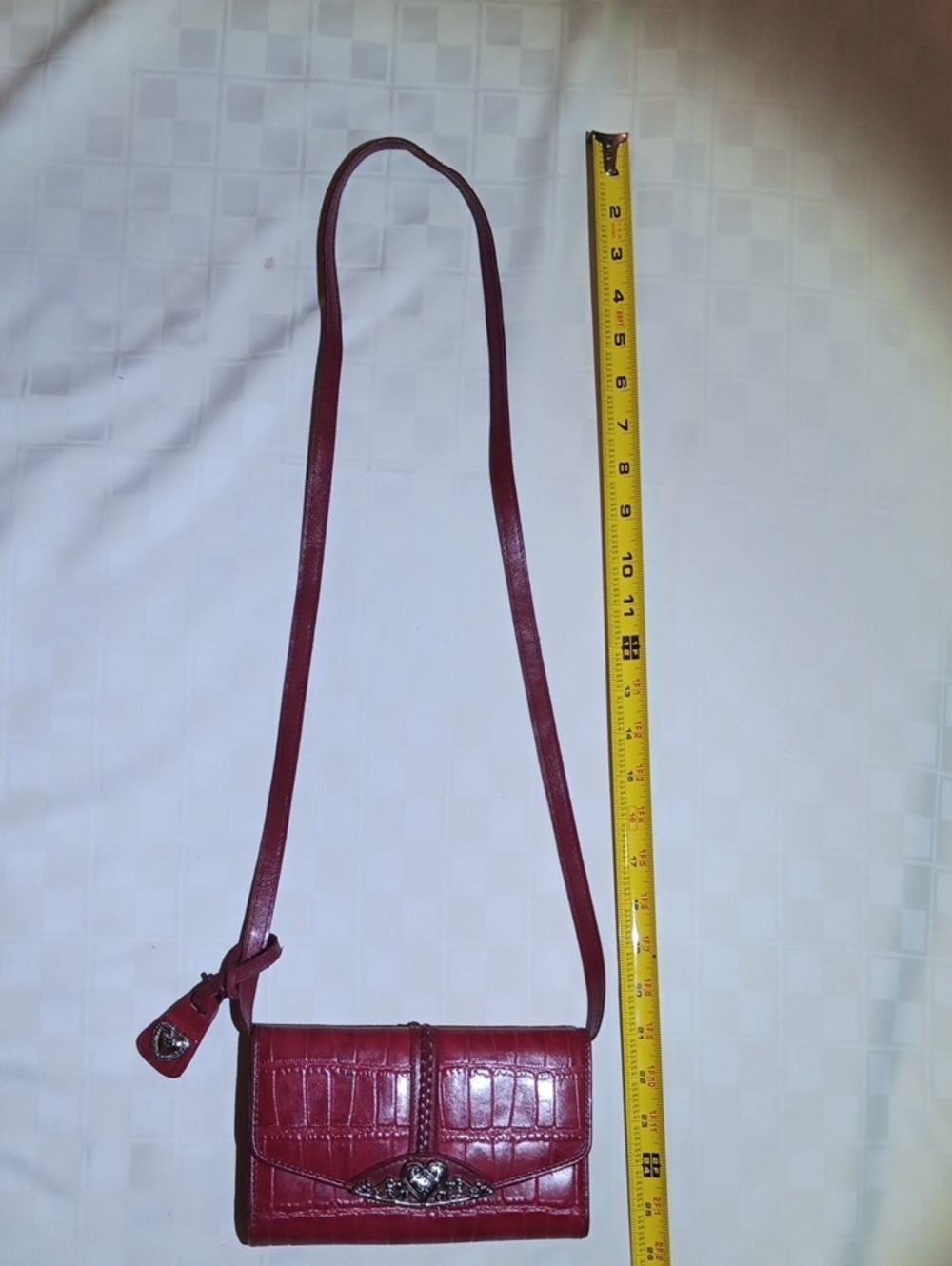 Brighton Women's Croc-Embossed Burgundy Crossbody Wallet
